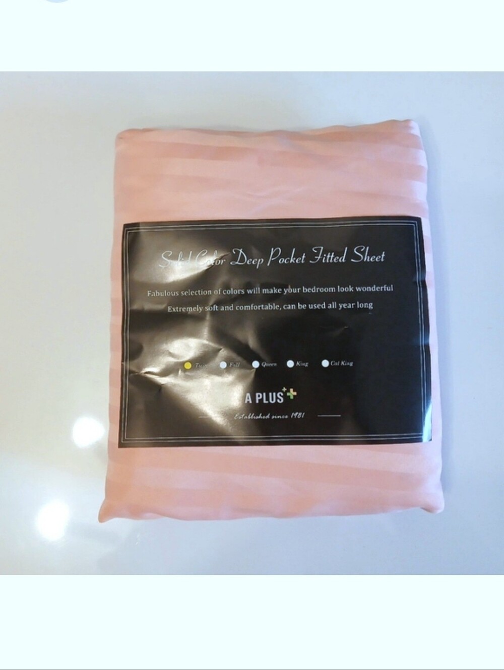 Twin Size Deep Pocket Fitted Sheet in Peach Striped Pattern, Very Soft. NIP